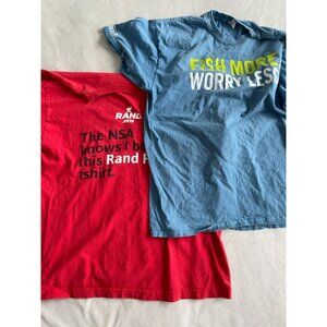 Two Graphic Tees Rand Paul NSA & St. Croix Fish More Worry Less Large + XL
